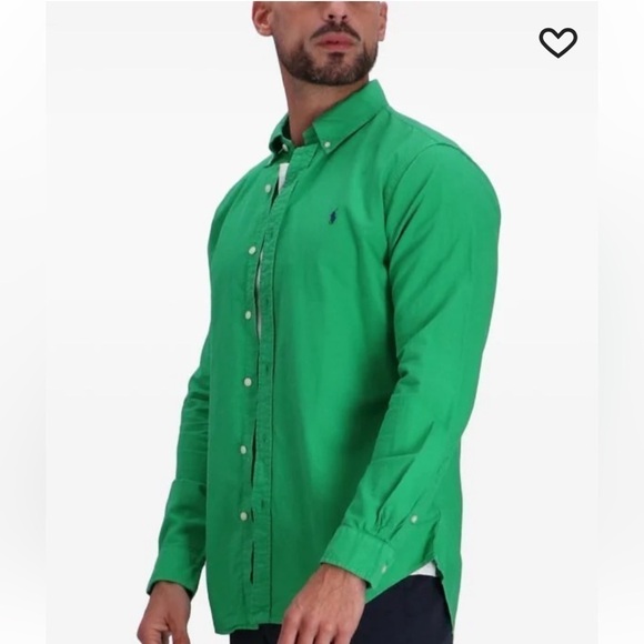 Ralph Lauren Green Custom Fit Button Down Sz XL - Picture 1 of 9
